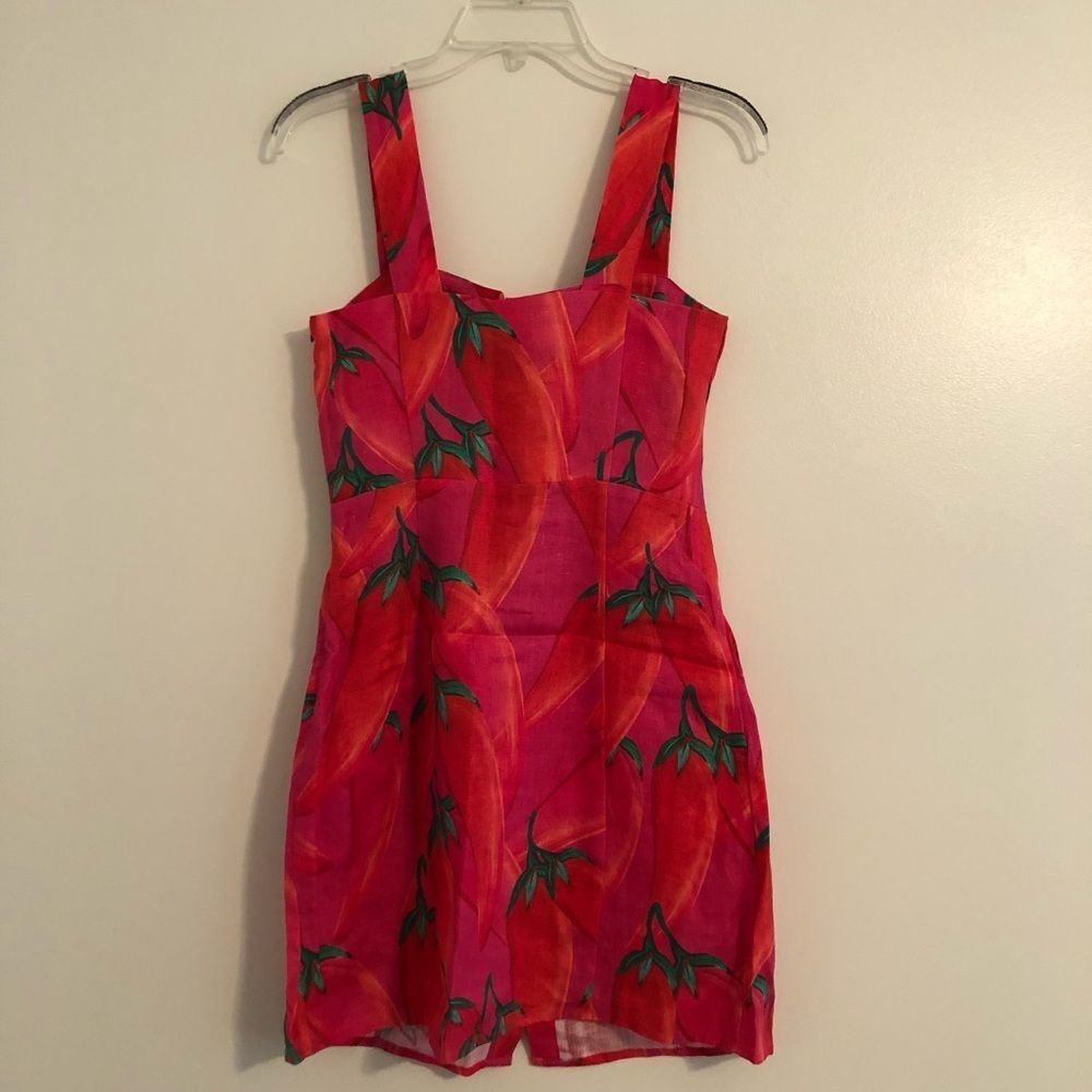 FARM Rio Red Pepper Linen Mini Dress XS NWT Spice Summer Vacation Tomato Girl - Picture 8 of 16